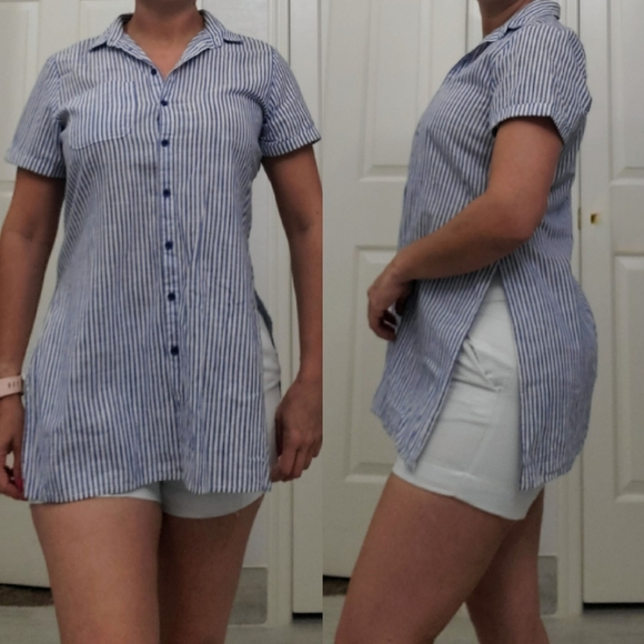 Blue Striped button- down Shirt - Picture 2 of 3